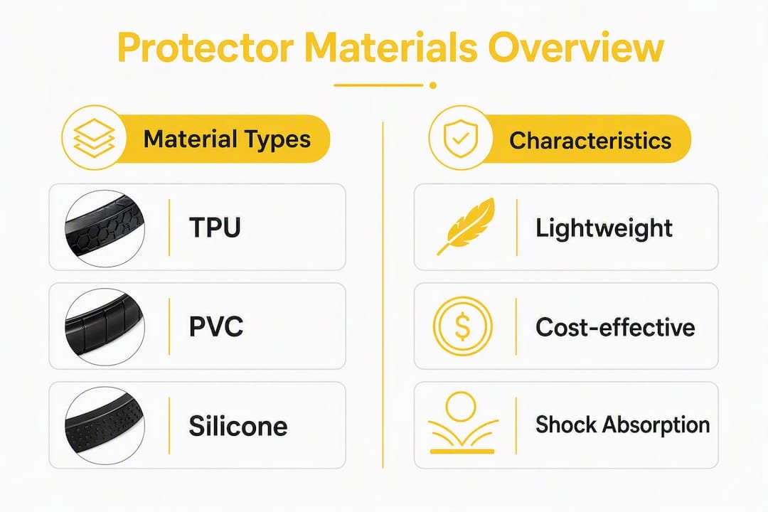 Infographic comparing padel racket protector materials