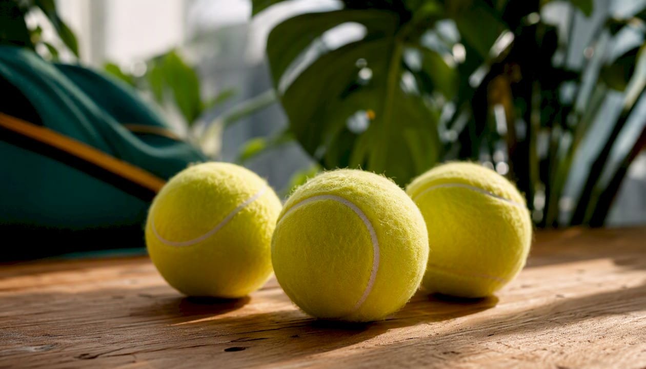 Close-up of Head Padel Pro+ balls on racket