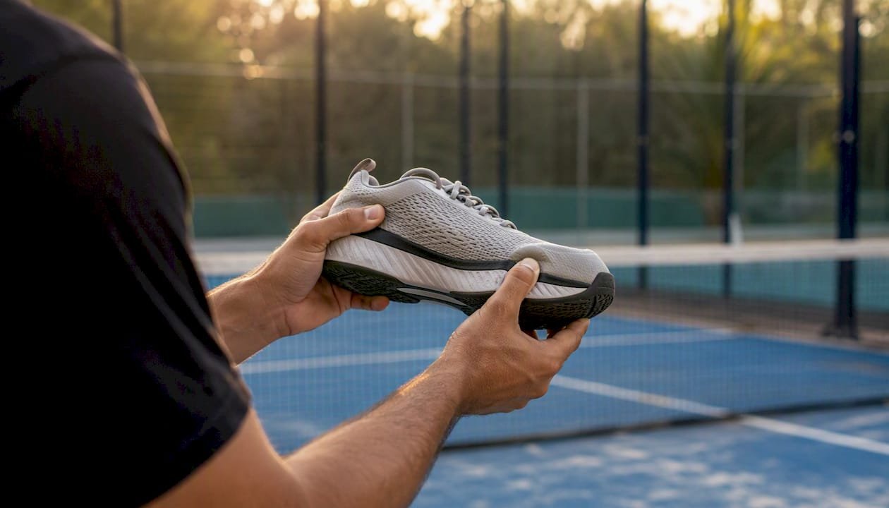 Player testing twist resistance of shoe midsole