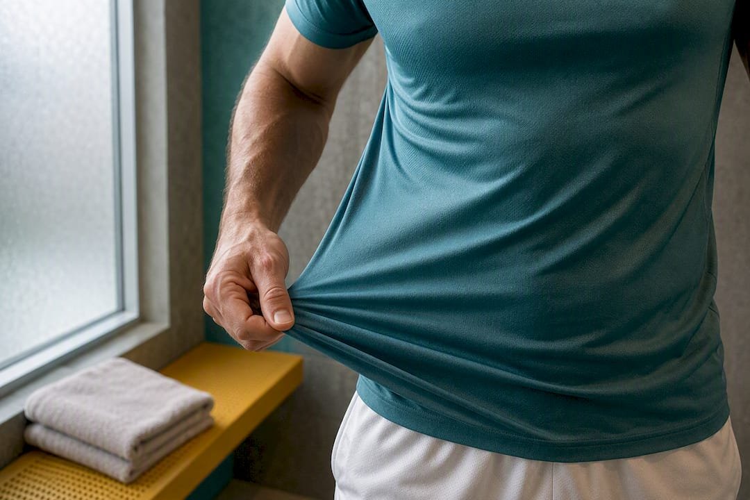 Athlete stretching performance sports fabric