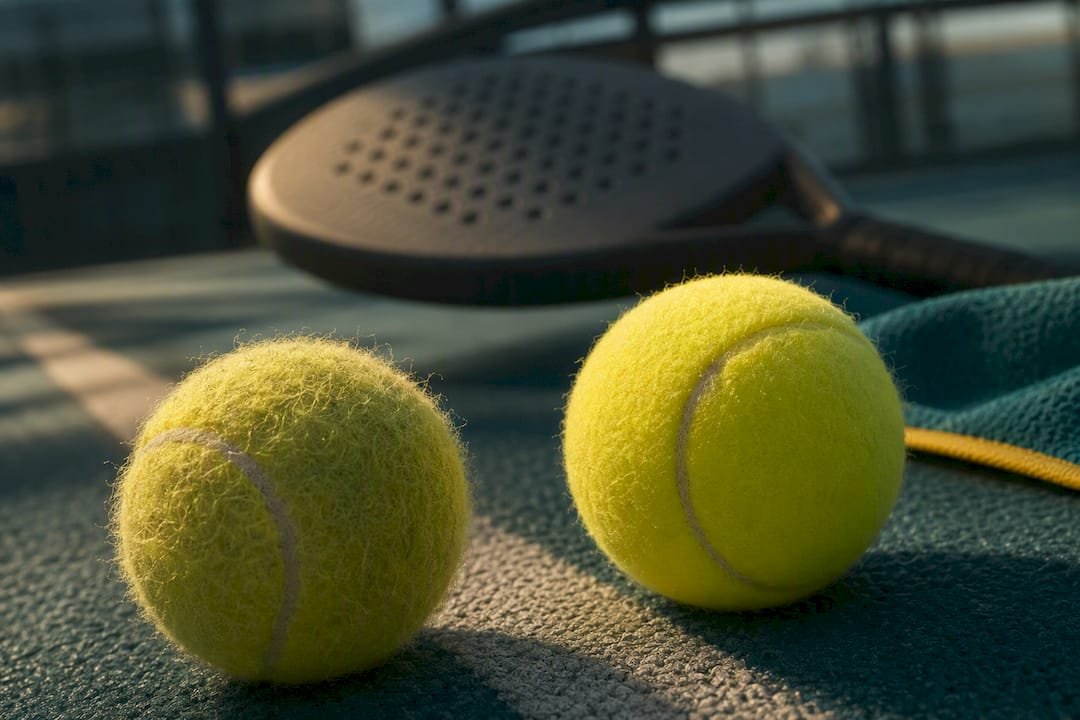 Cropped court balls showing contrasting felt textures